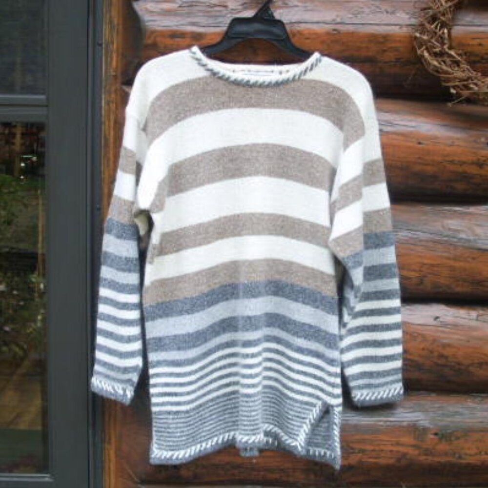 Vintage Gina Peters Sport Silk Angora Rabbit Hair Wool Tunic Length Sweater SZ S